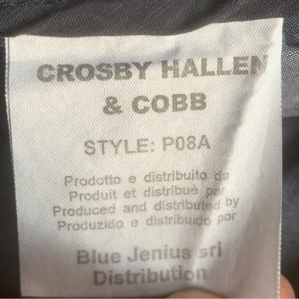 NWT Men’s Italian CROSBY HALLEN & COBB Cotton Pants Flat Front Long Inseam 34x35